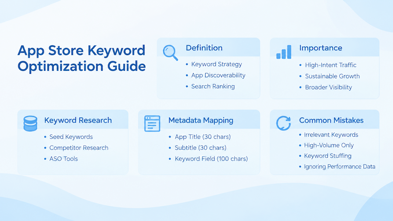 App Store keyword optimization guide infographic