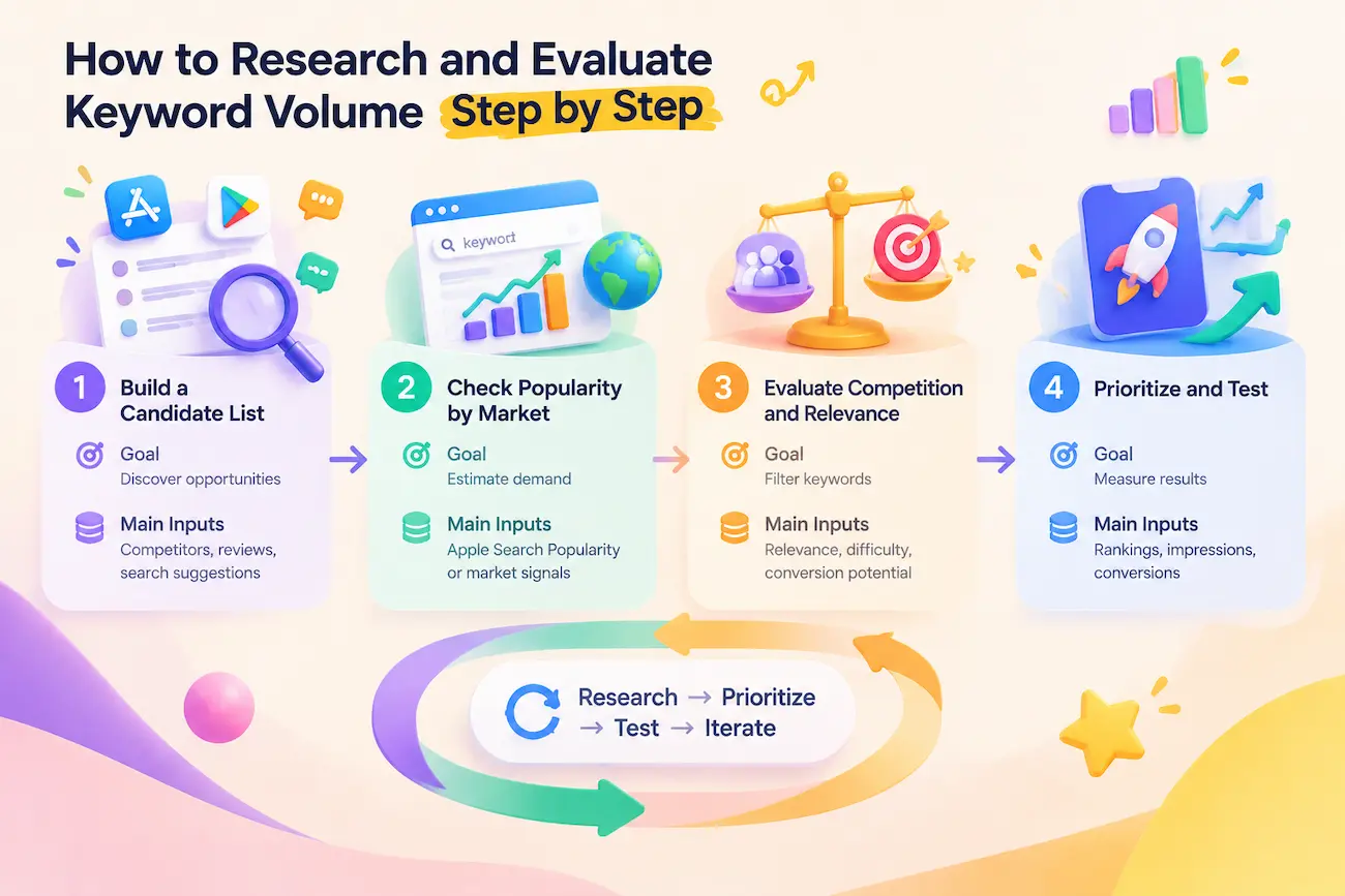 4-step process to research and evaluate app keyword volume