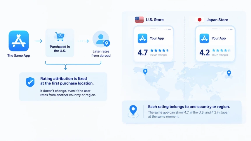 App ratings vary by region based on first purchase location