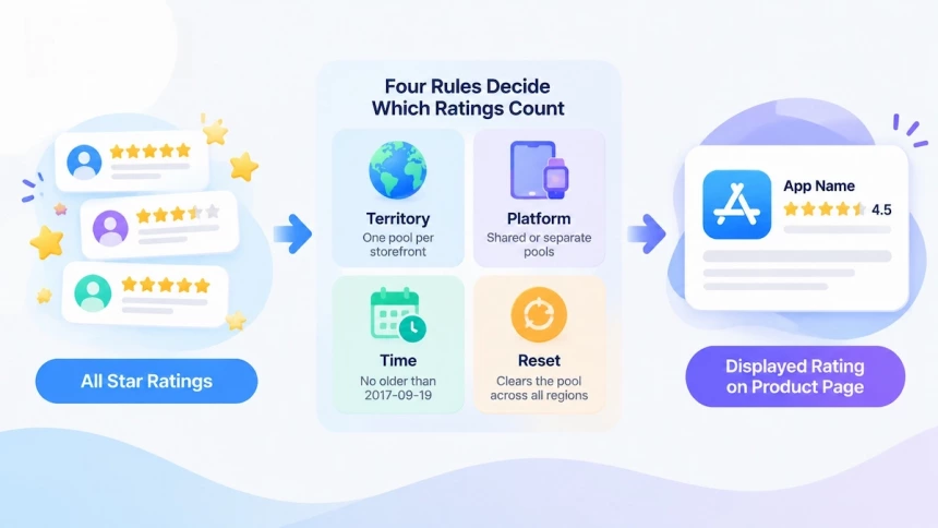 App Store ratings flow through four rules to displayed rating