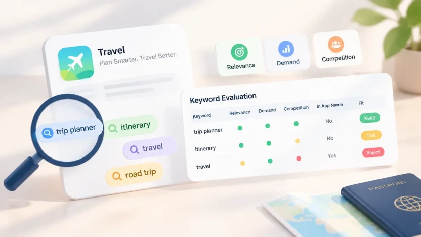 App Store subtitle keyword research comparing relevance, search demand, and competition.