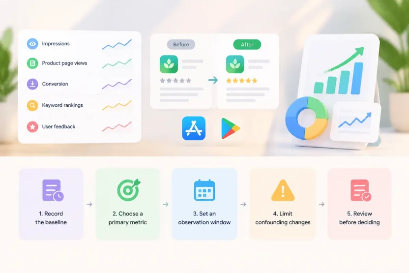 App description testing workflow with ASO metrics